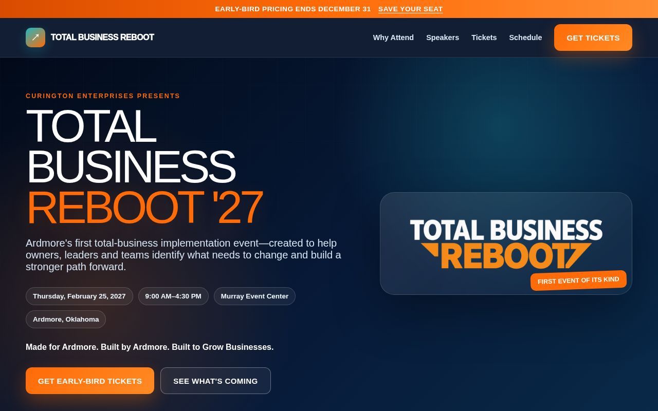 Homepage screenshot of totalbusinessreboot.com