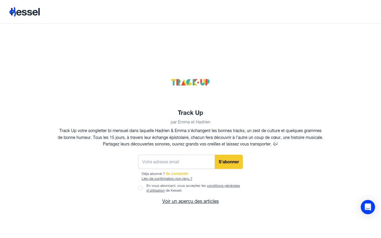 Homepage screenshot of trackup.kessel.media
