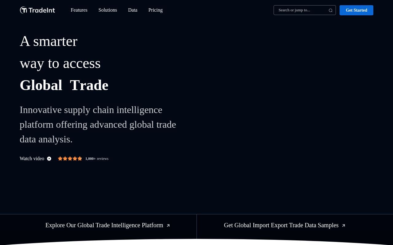 Homepage screenshot of tradeint.com
