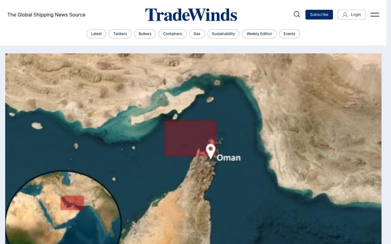 Homepage screenshot of tradewindsnews.com