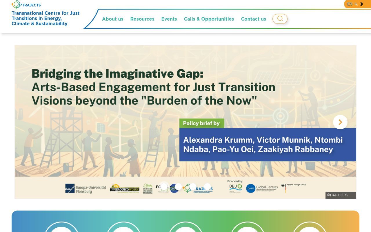 Homepage screenshot of trajects.org