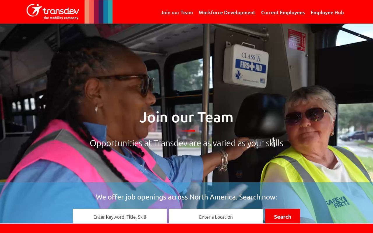 Homepage screenshot of transdevna.jobs