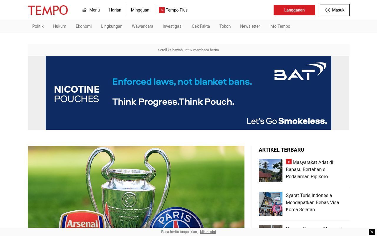Homepage screenshot of travel.tempo.co
