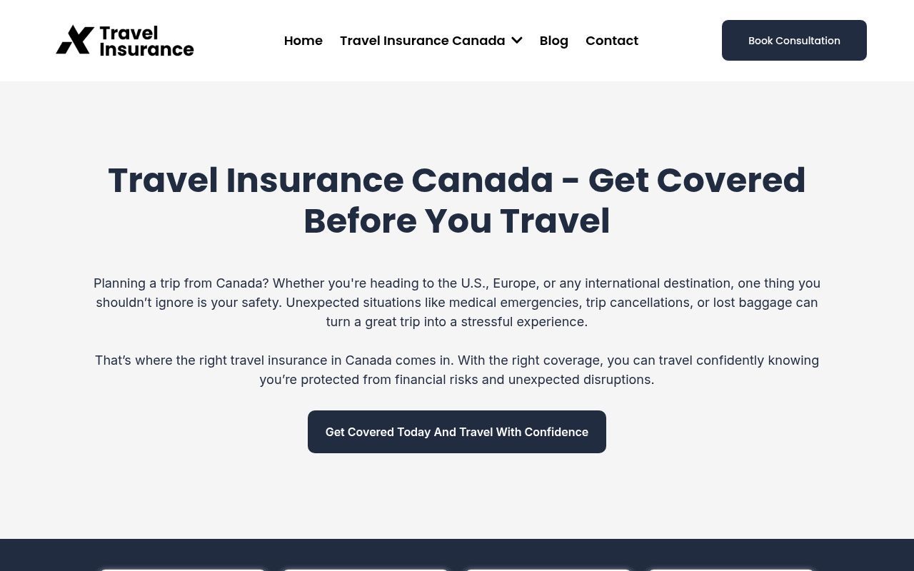 Homepage screenshot of travelersinsurances.ca