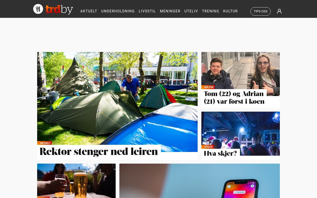 Homepage screenshot of trdby.adressa.no