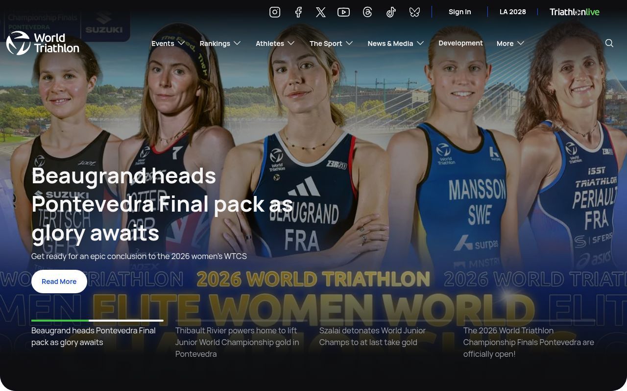 Homepage screenshot of triathlon.org