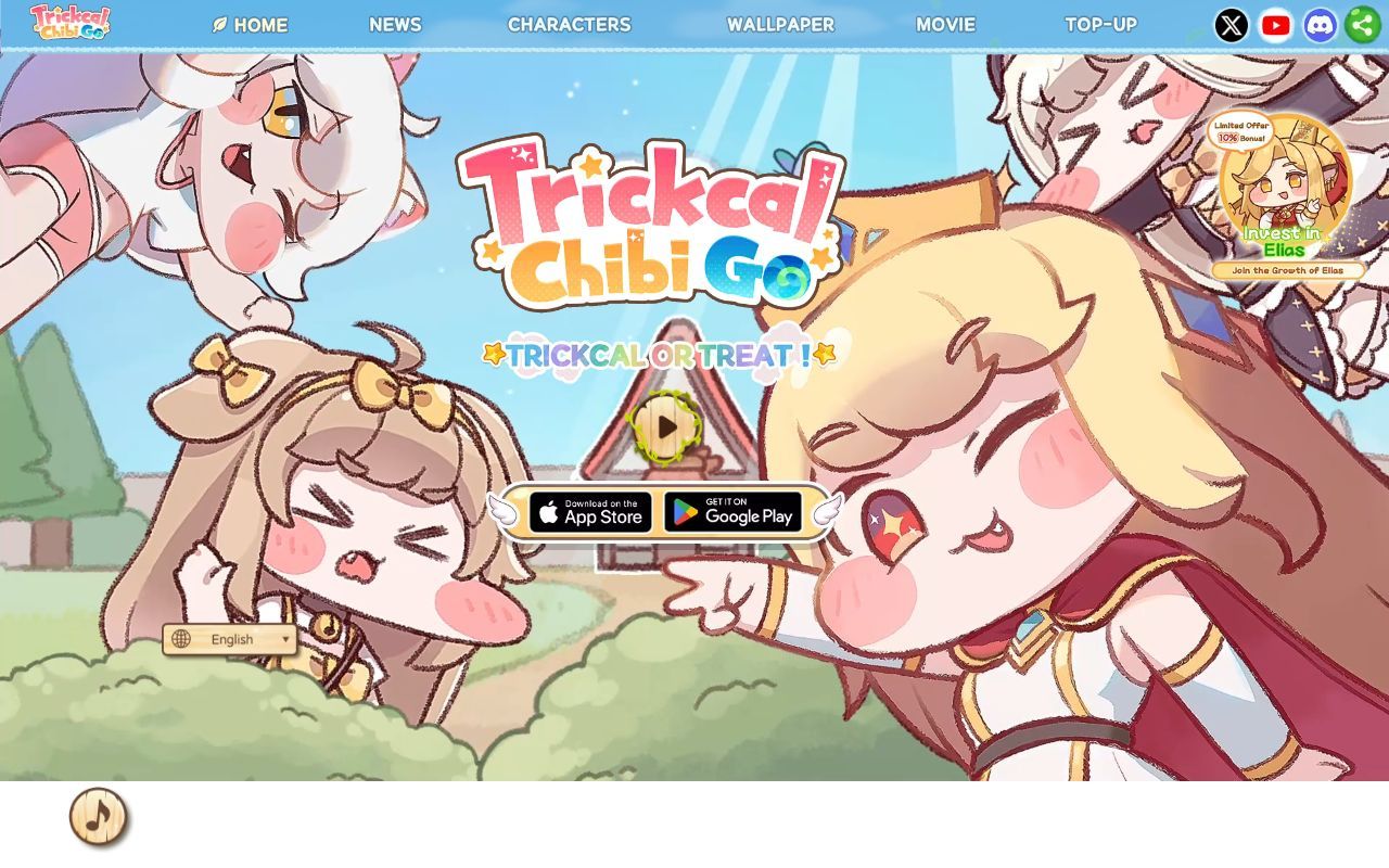 Homepage screenshot of trickcal.biligames.com