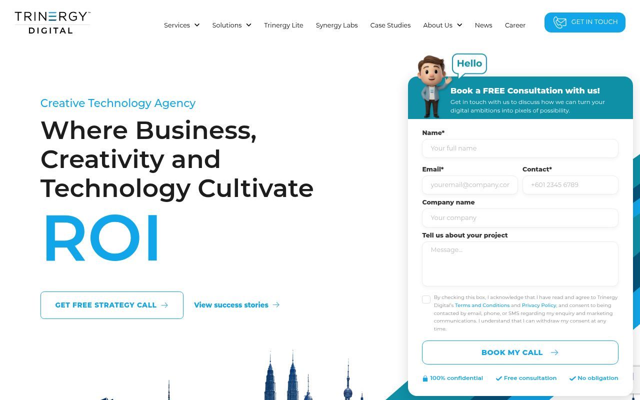Homepage screenshot of trinergydigital.com