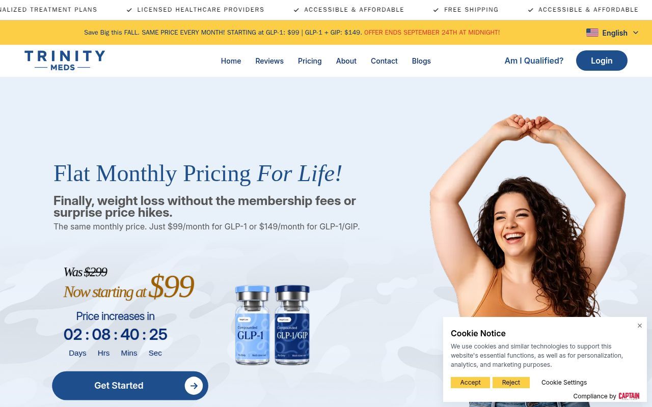 Homepage screenshot of trinitymeds.com