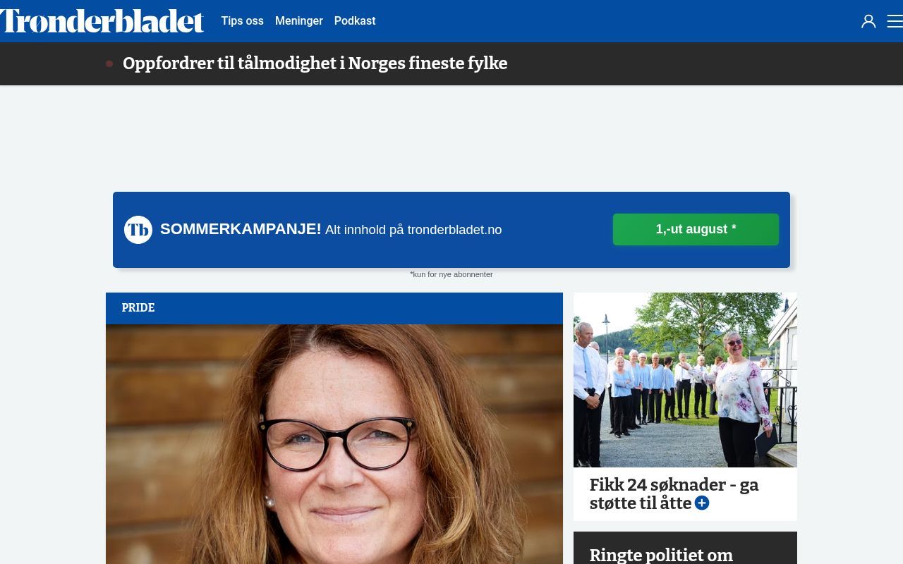 Homepage screenshot of tronderbladet.no
