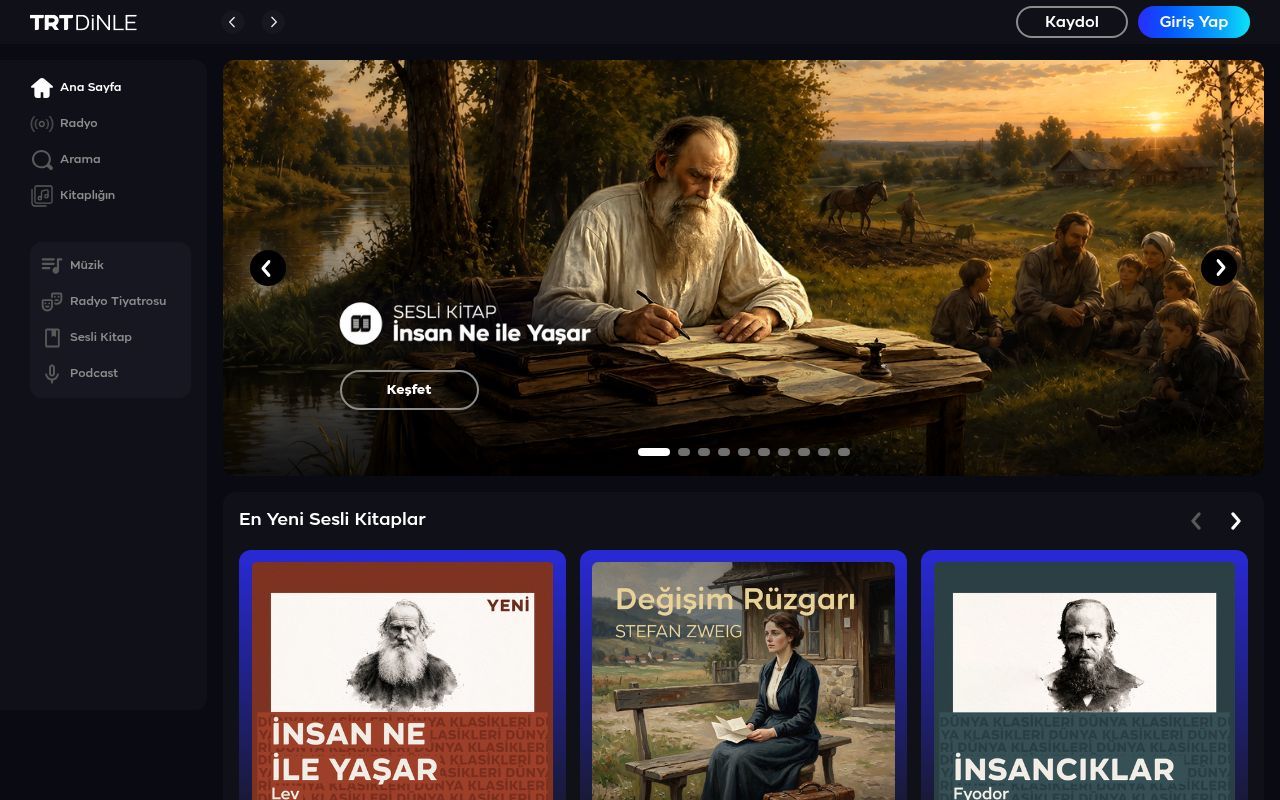 Homepage screenshot of trtdinle.com