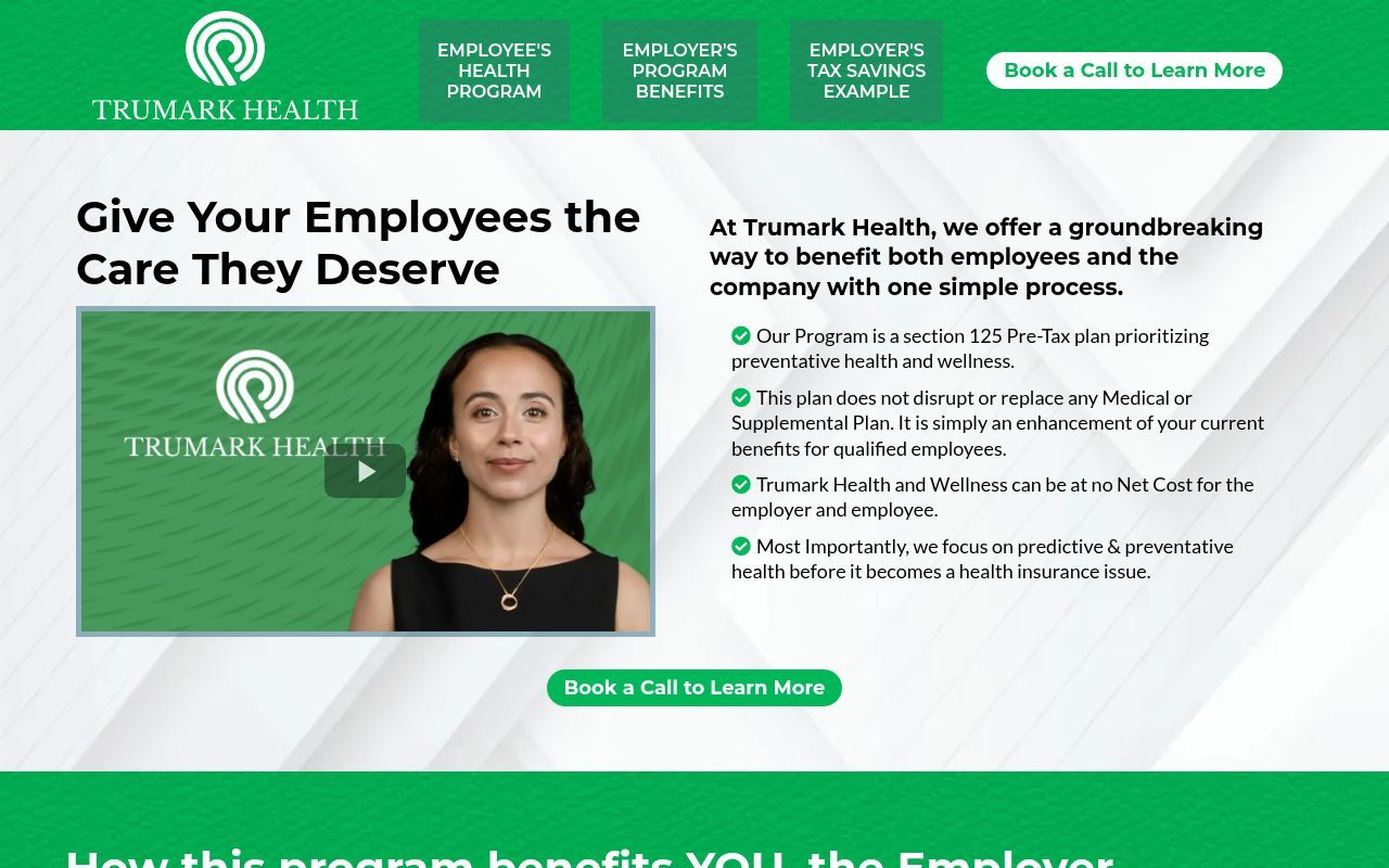 Homepage screenshot of trumarkhealth.com