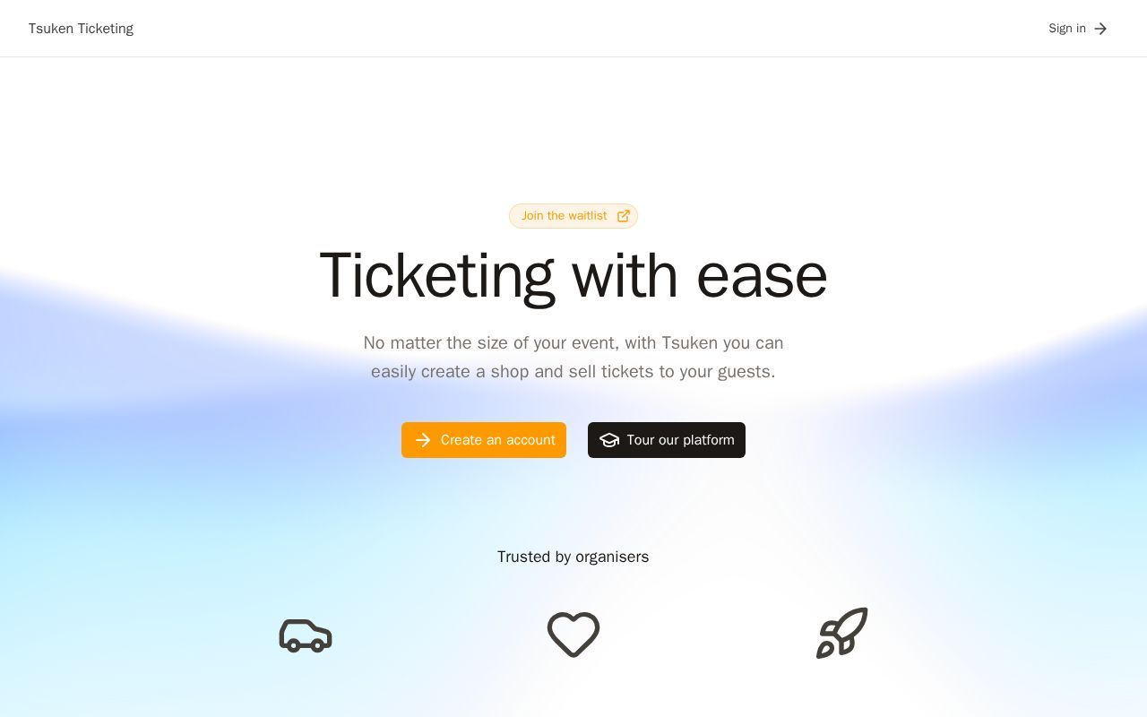Homepage screenshot of tsuken.io