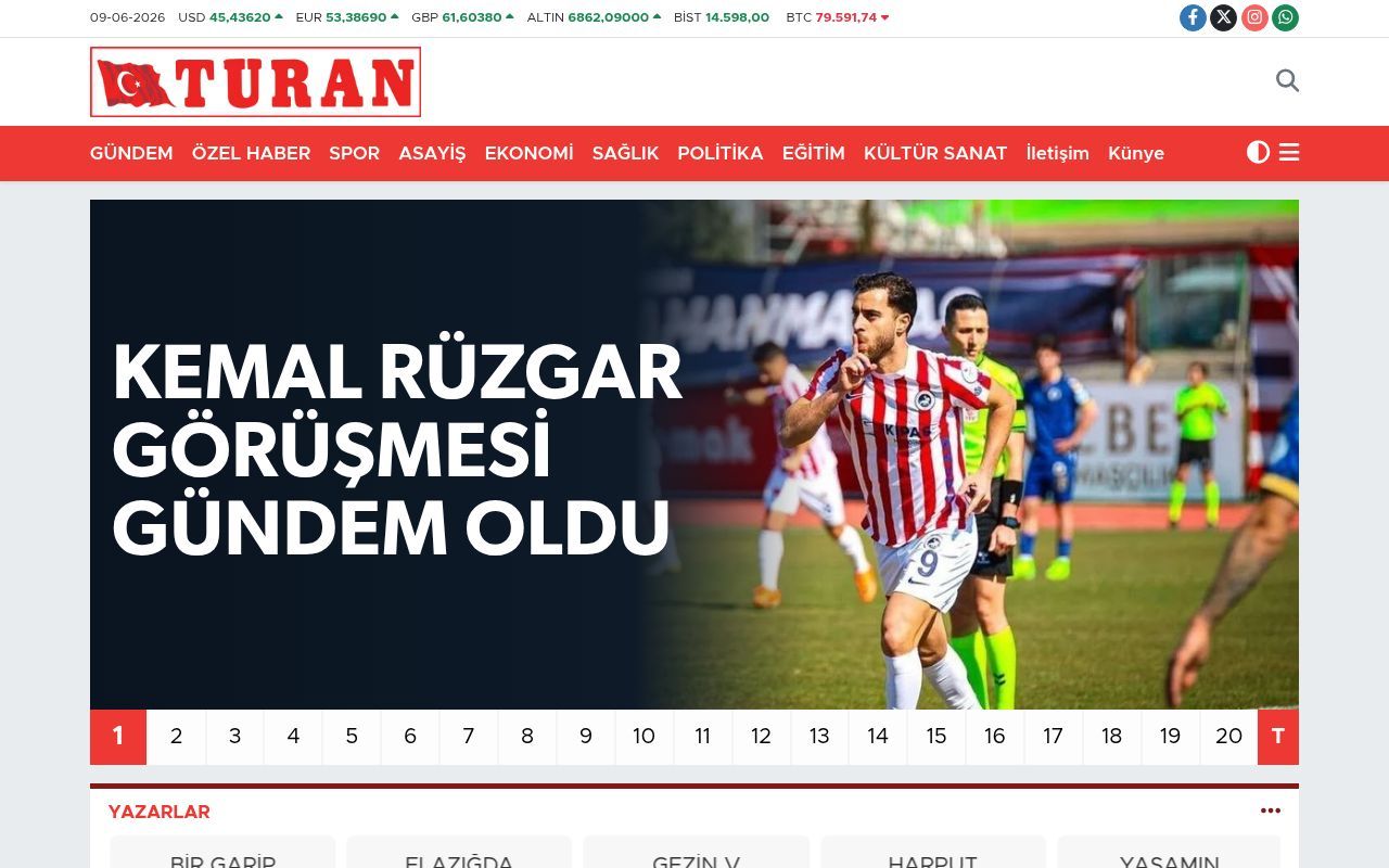 Homepage screenshot of turangazetesi.net