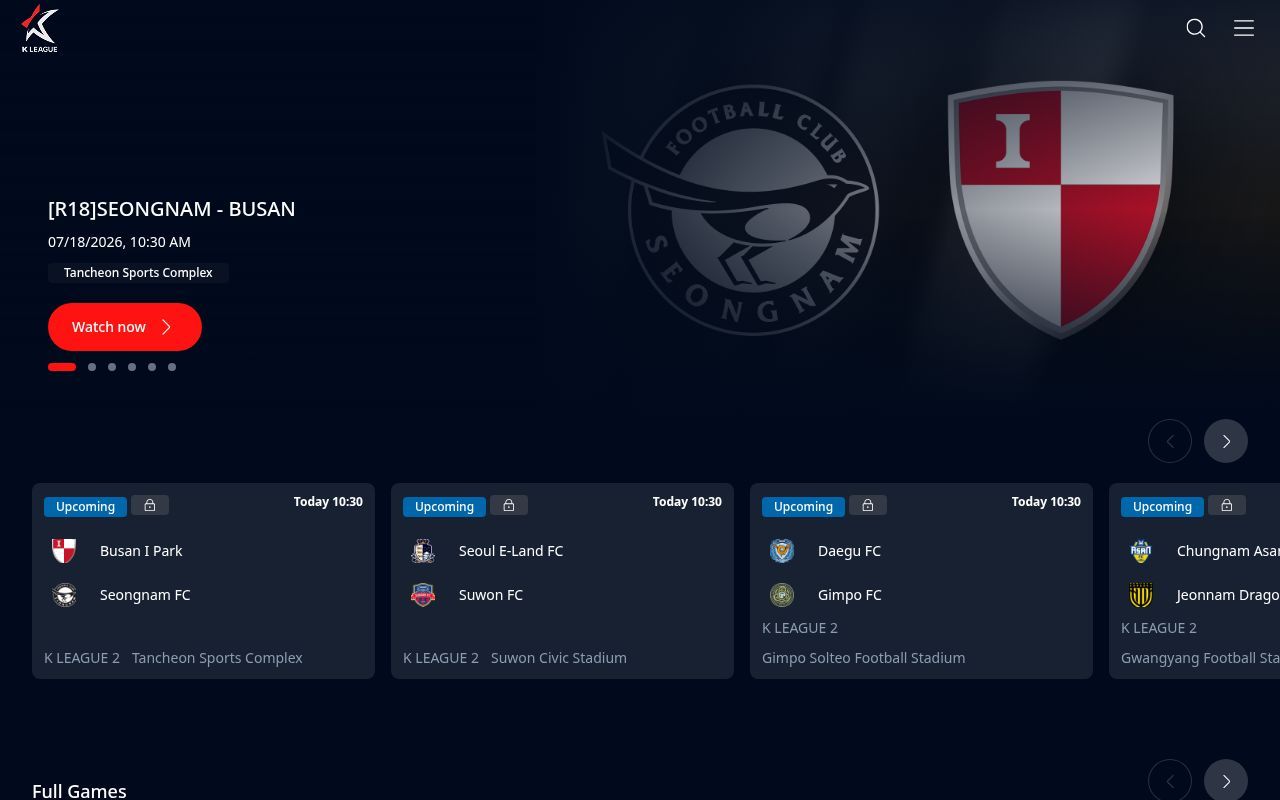 Homepage screenshot of tv.kleague.com
