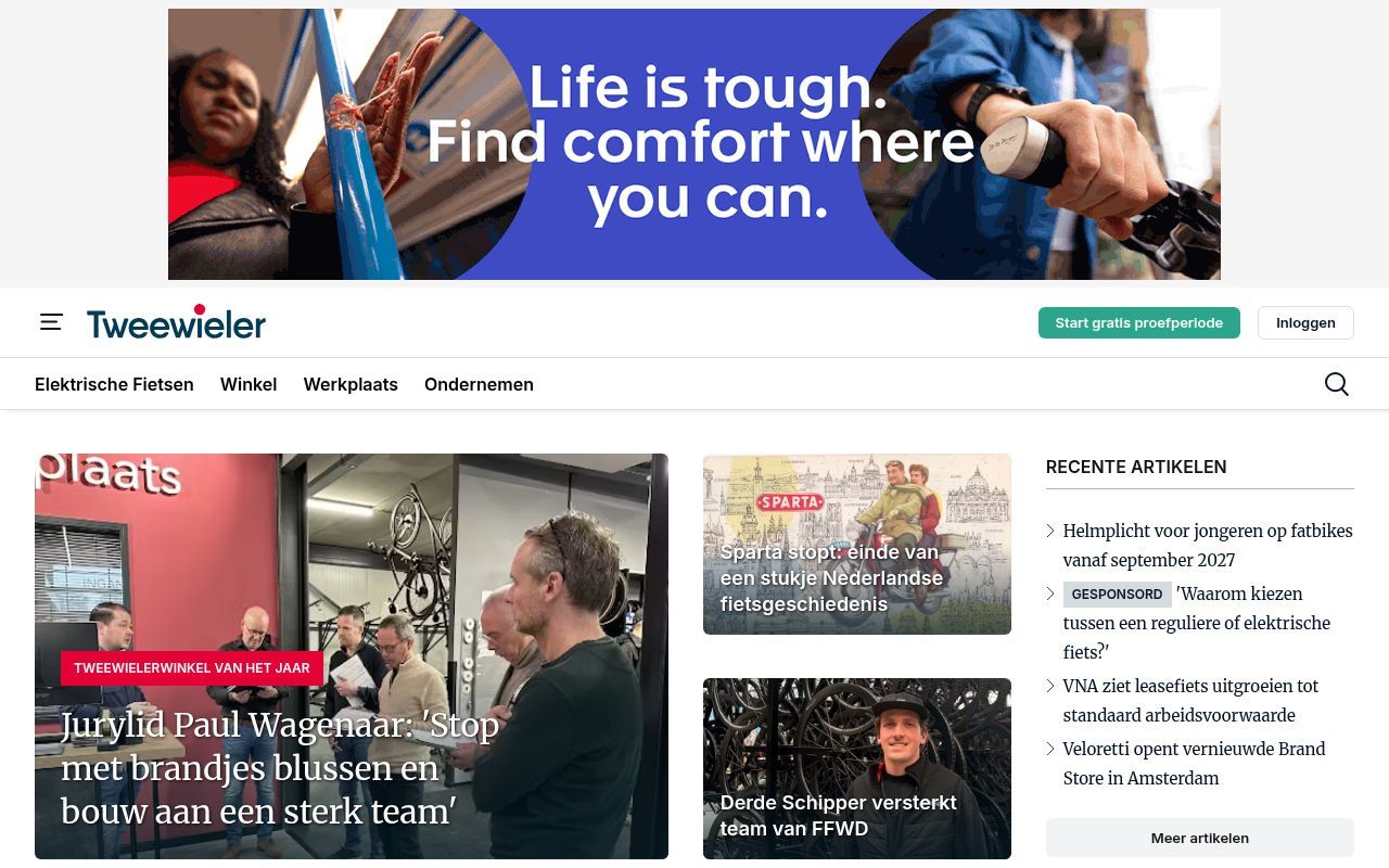 Homepage screenshot of tweewieler.nl