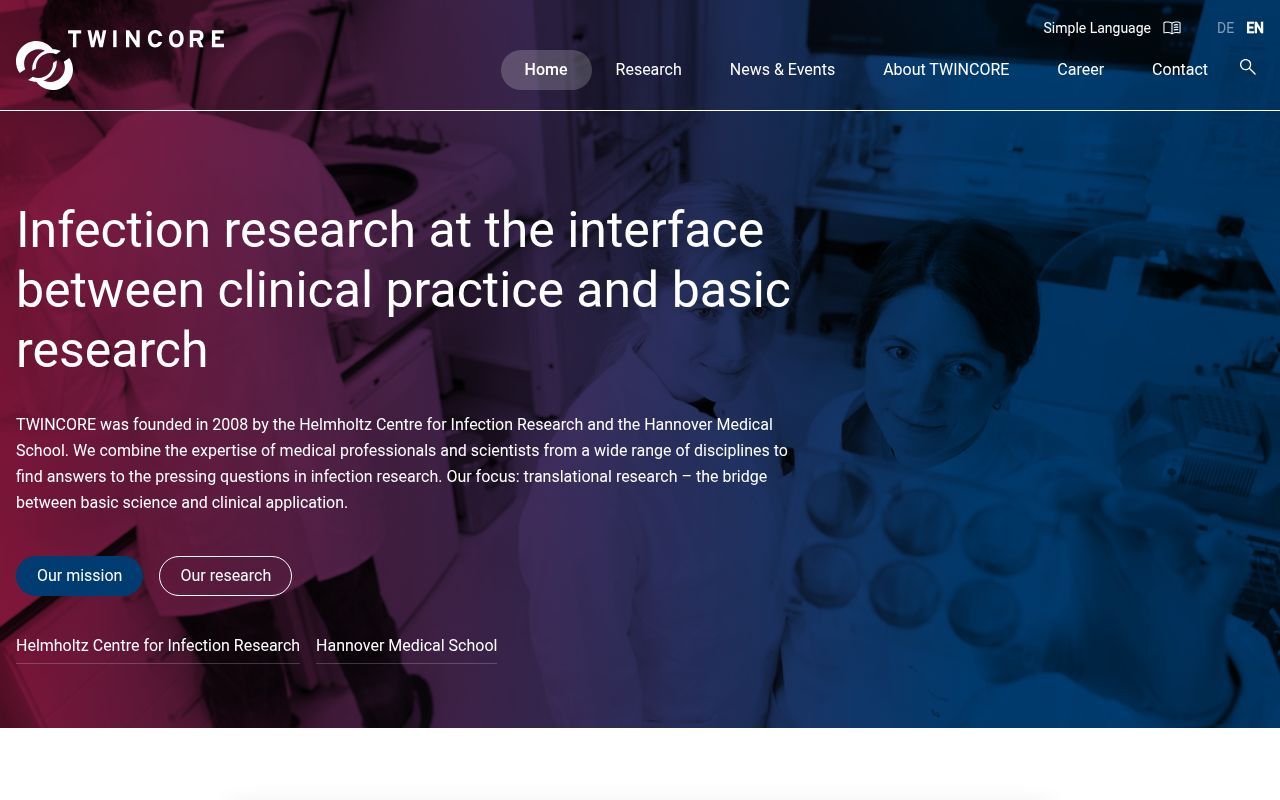 Homepage screenshot of twincore.de