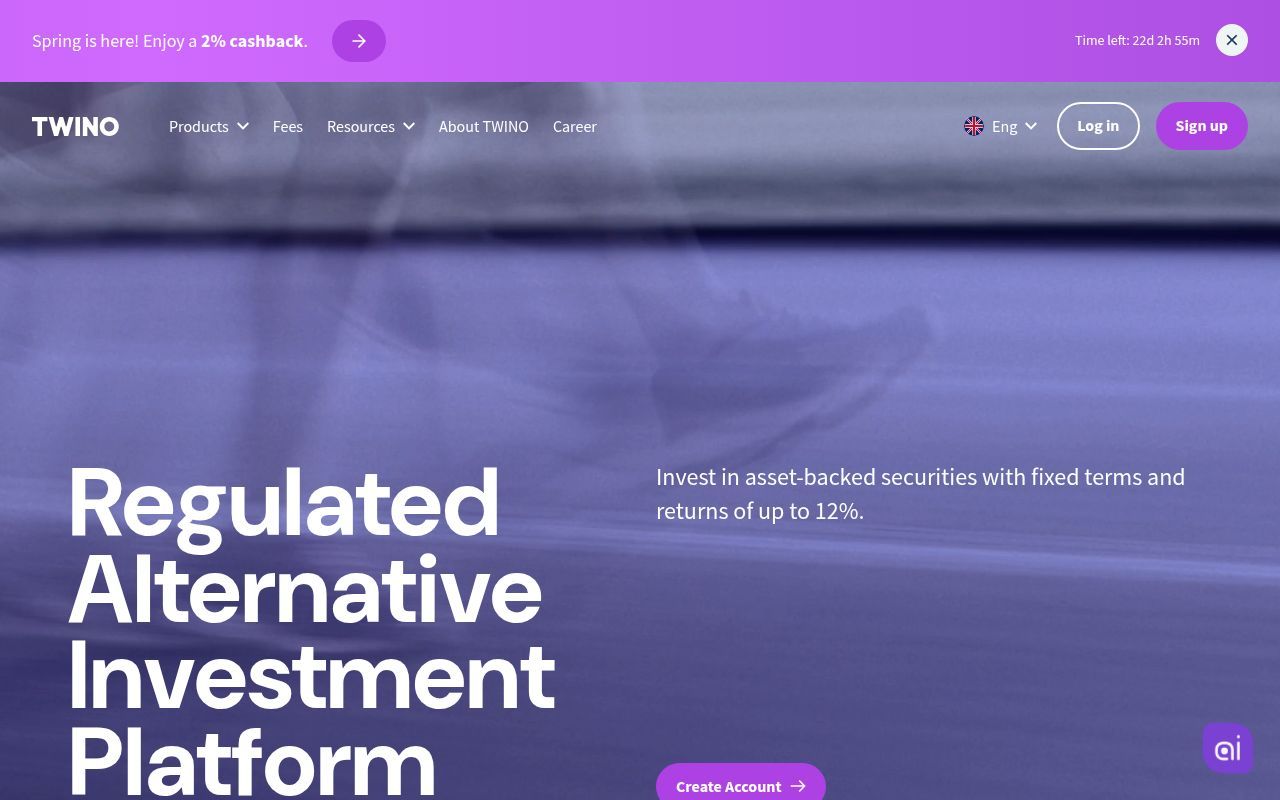 Homepage screenshot of twino.eu