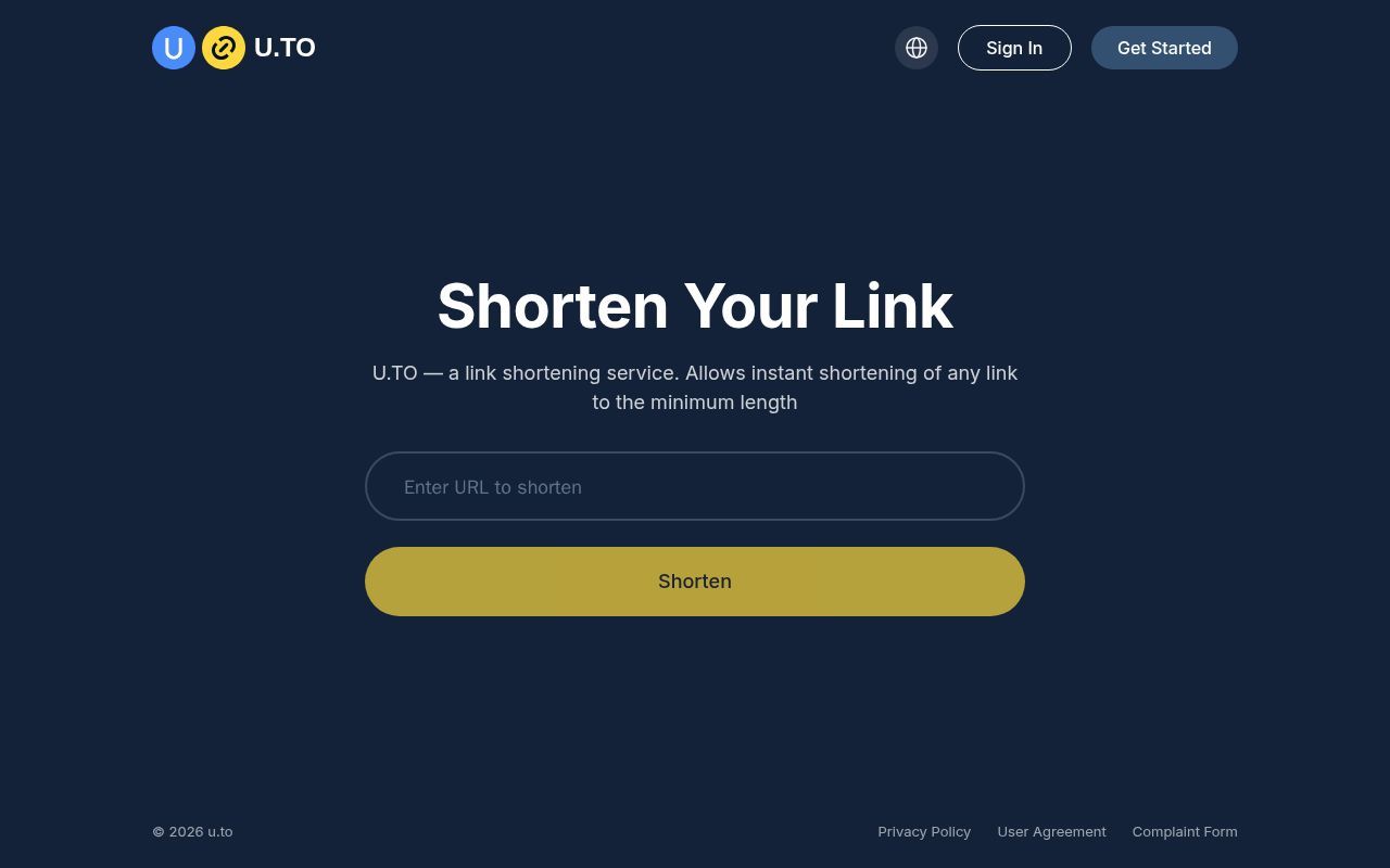 Homepage screenshot of u.to