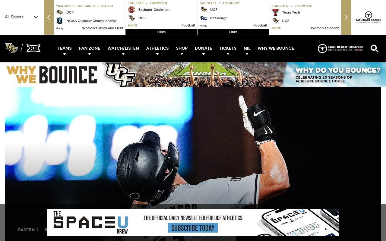 Homepage screenshot of ucfknights.com