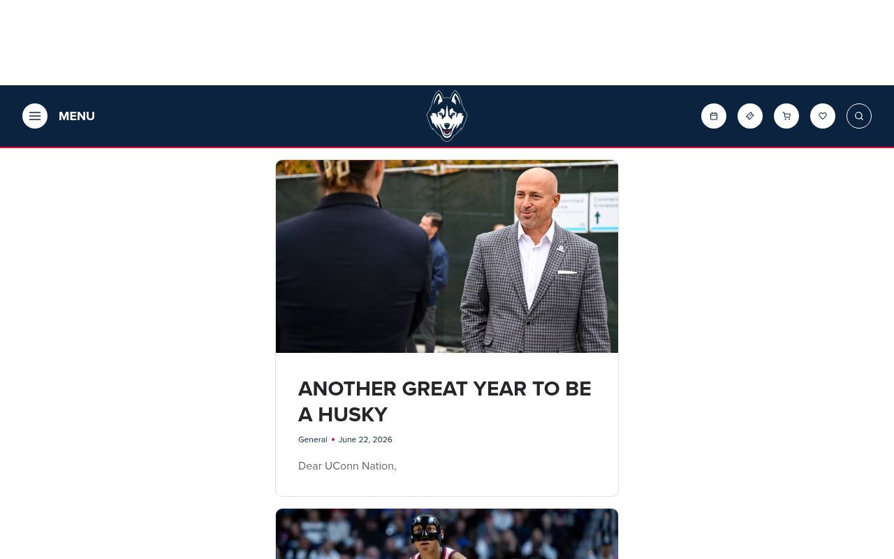 Homepage screenshot of uconnhuskies.com