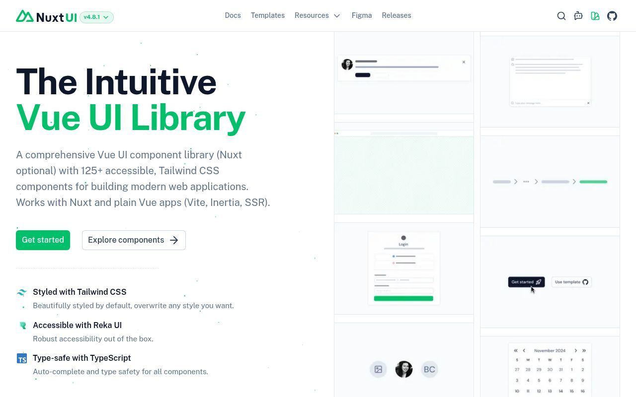 Homepage screenshot of ui.nuxt.com