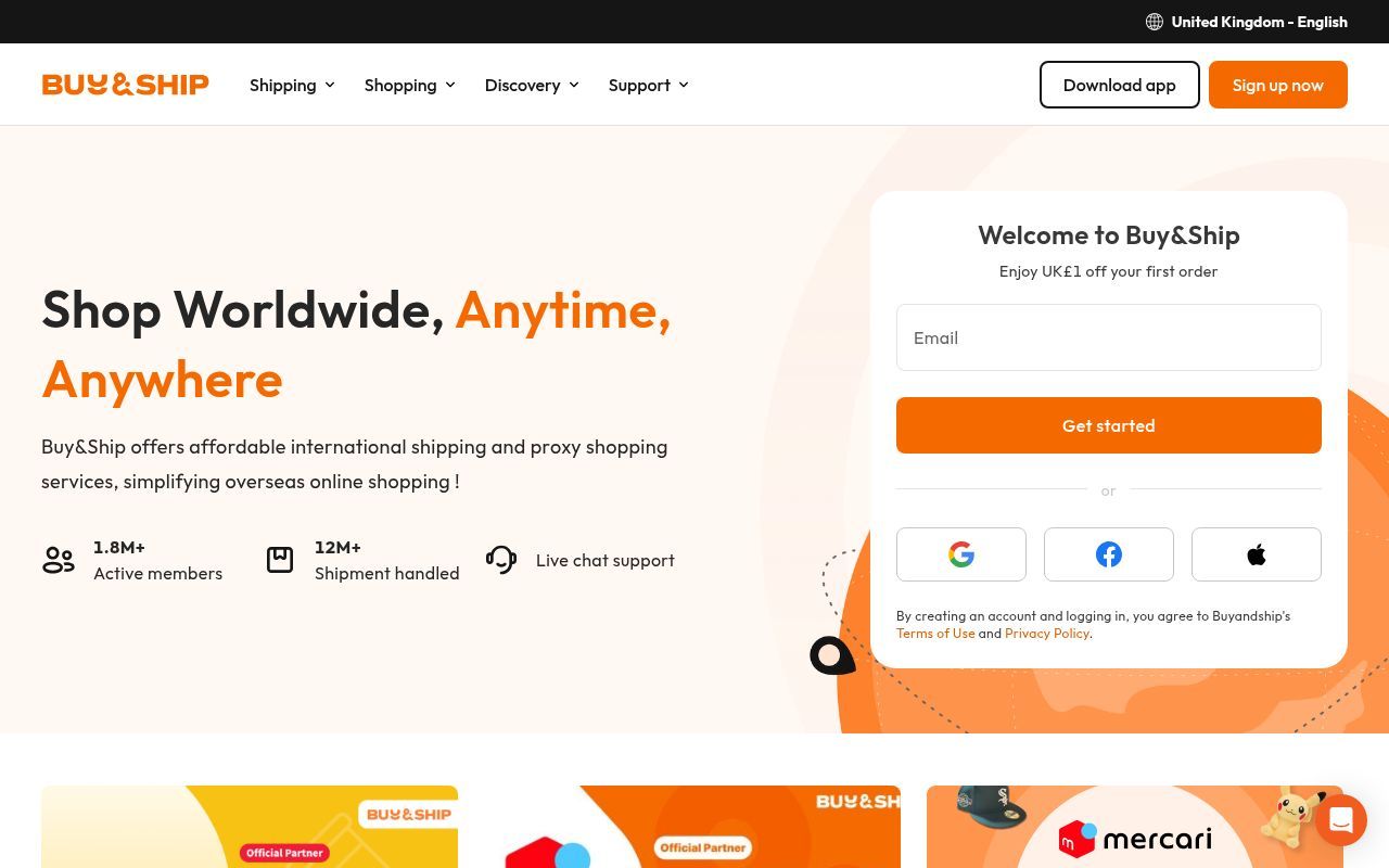 Homepage screenshot of uk.buynship.com