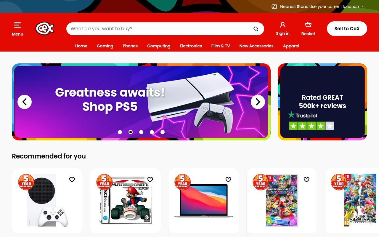 Homepage screenshot of uk.webuy.com