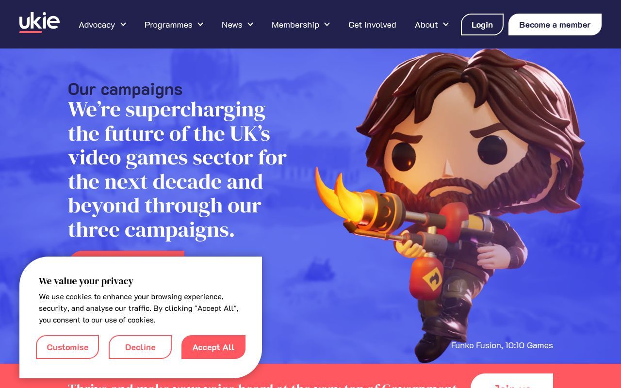 Homepage screenshot of ukie.org.uk