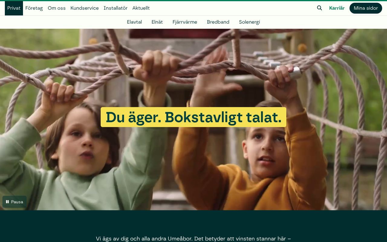 Homepage screenshot of umeaenergi.se