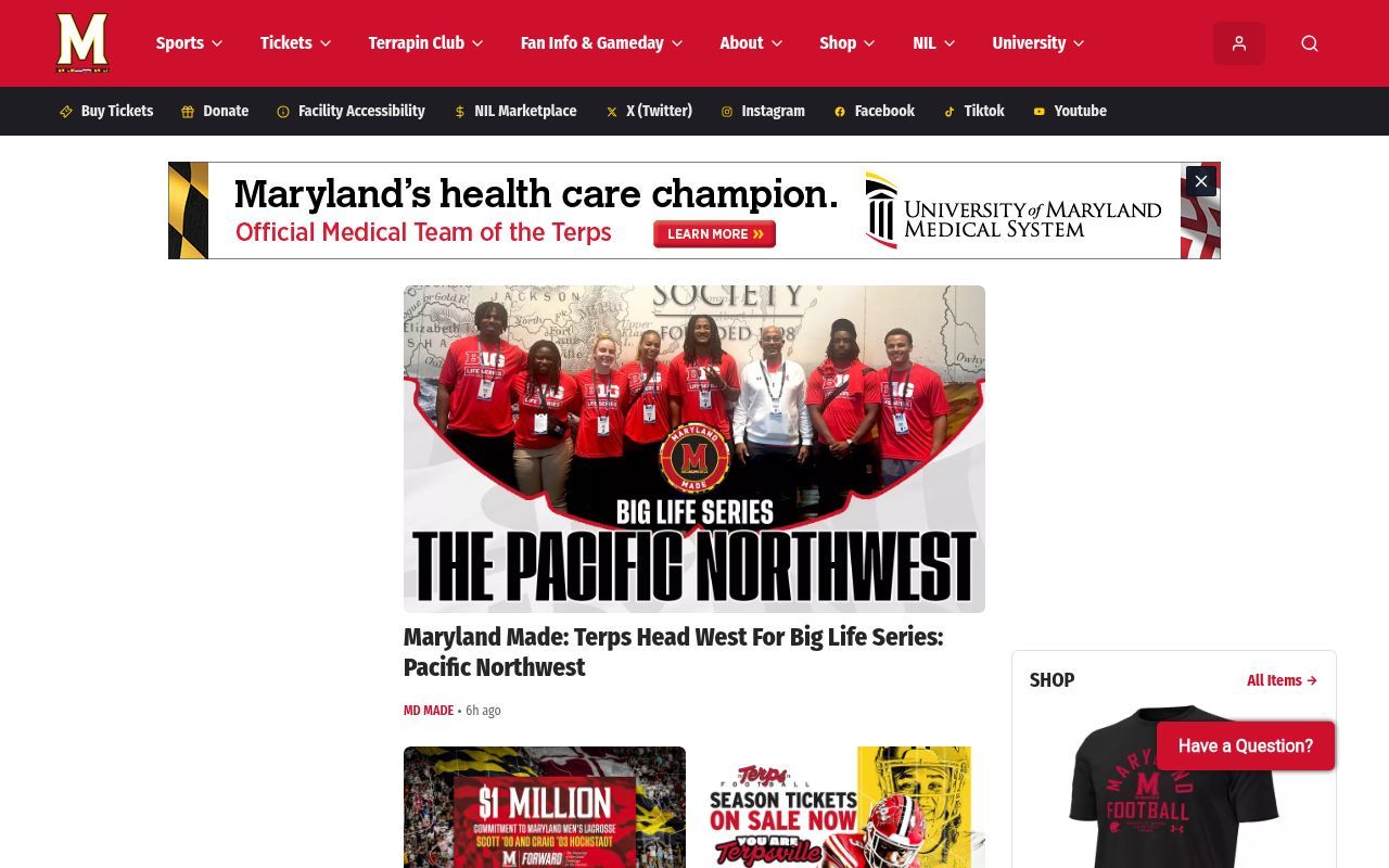 Homepage screenshot of umterps.com