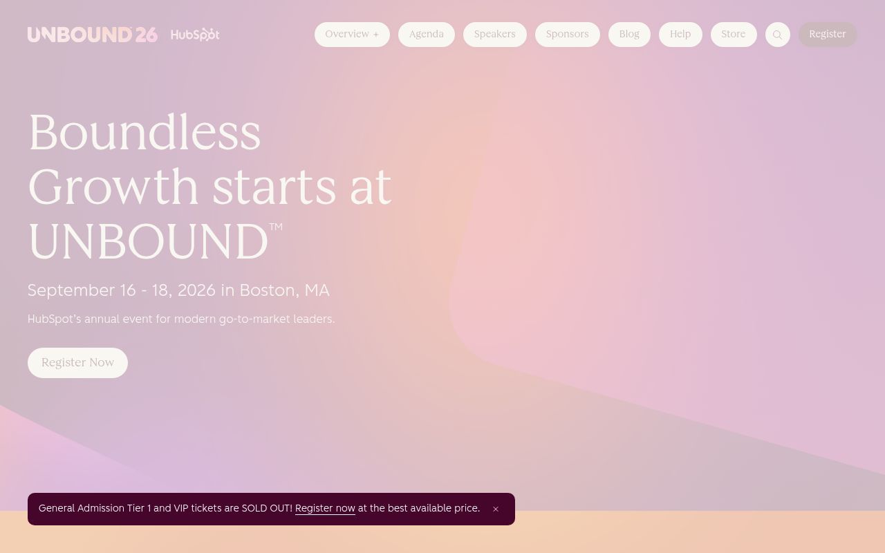 Homepage screenshot of unbound.hubspot.com