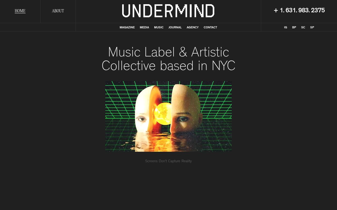 Homepage screenshot of undermind.xyz