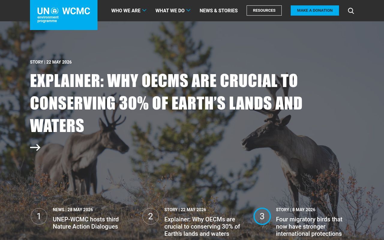 Homepage screenshot of unep-wcmc.org
