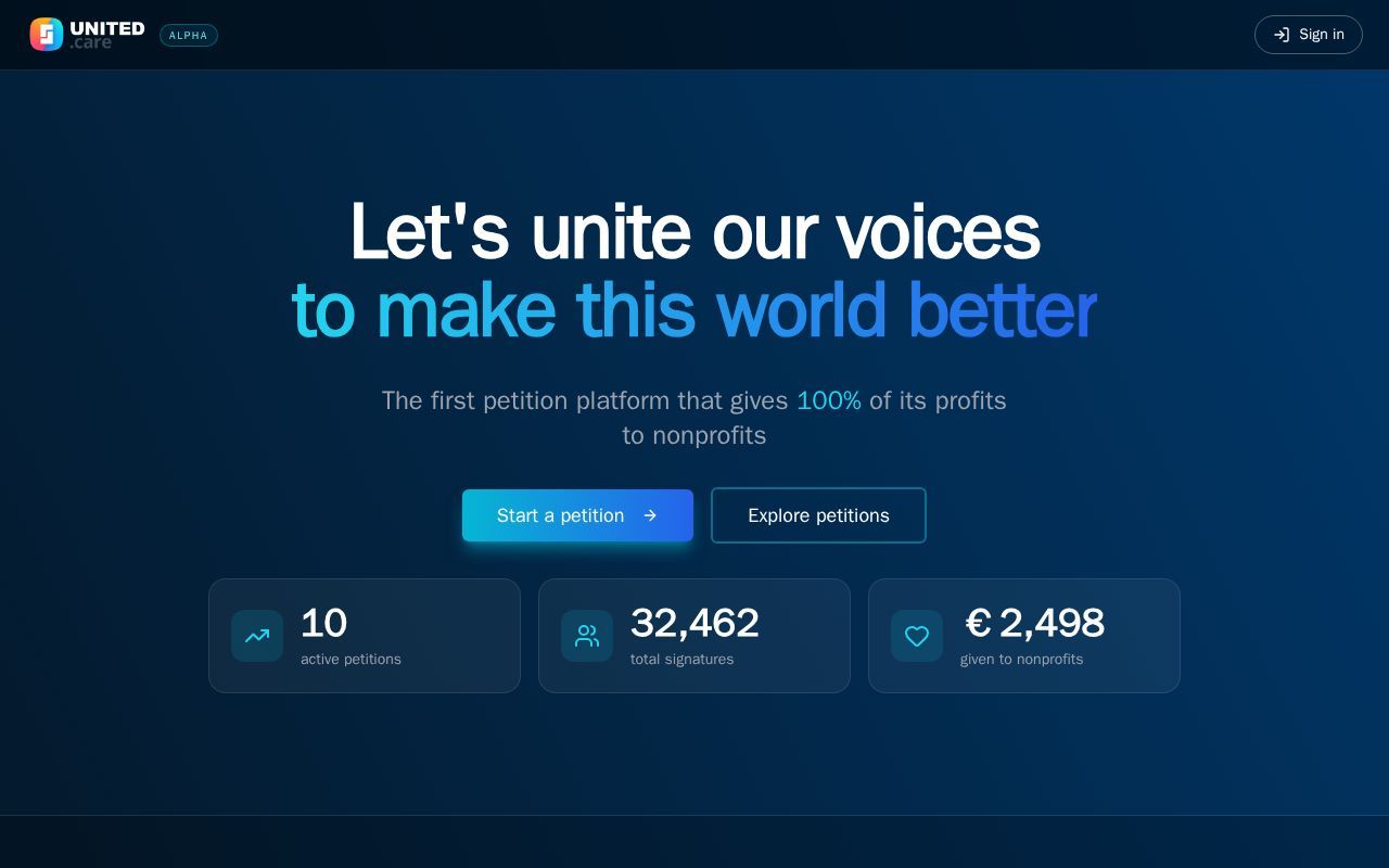 Homepage screenshot of united.care