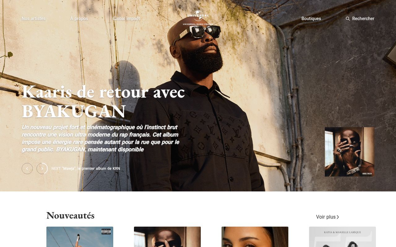Homepage screenshot of universalmusic.fr