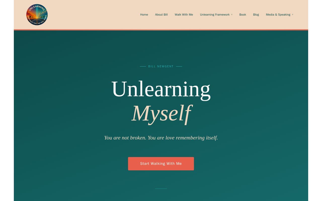Homepage screenshot of unlearningmyself.com