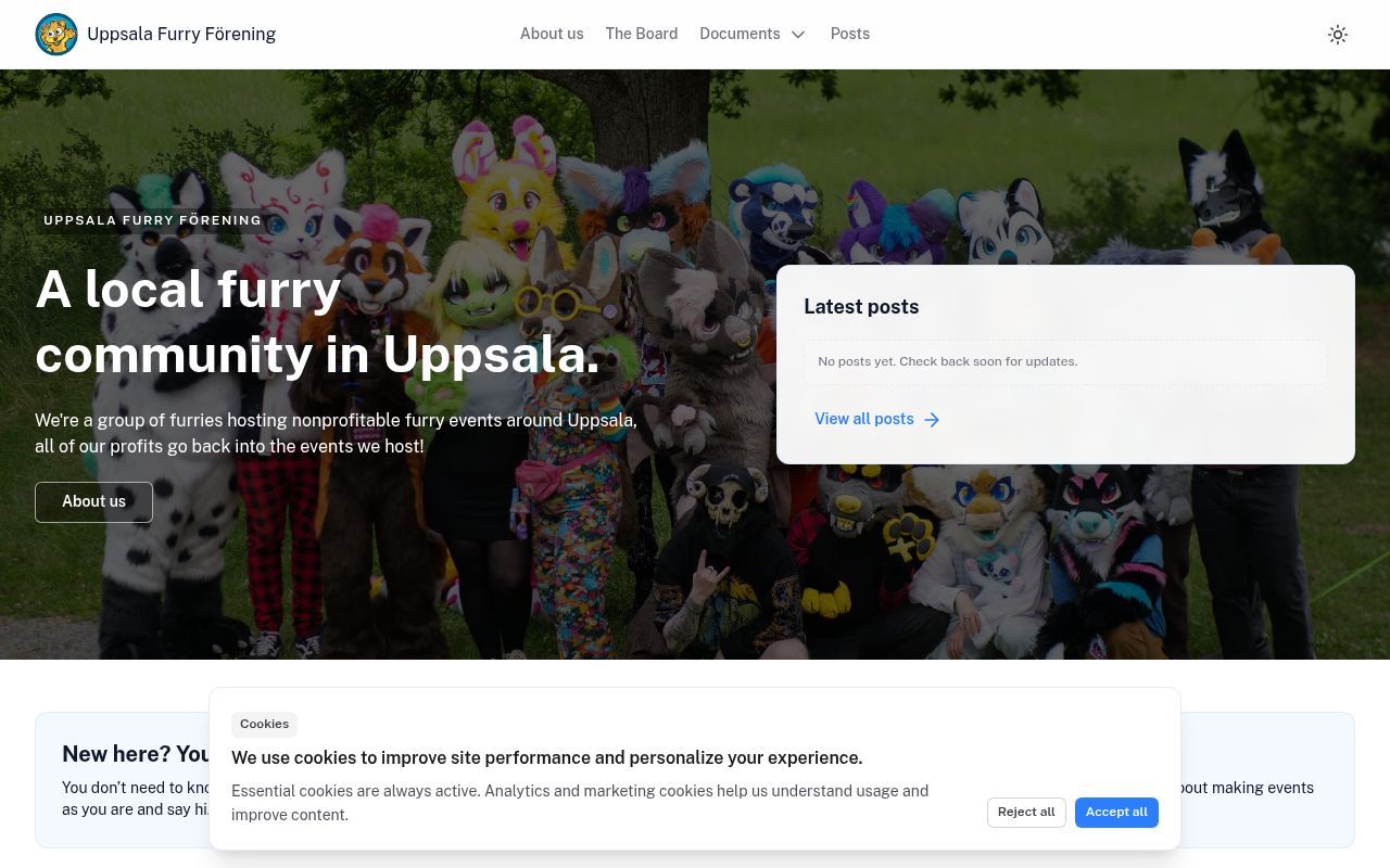 Homepage screenshot of uppsalafurry.se