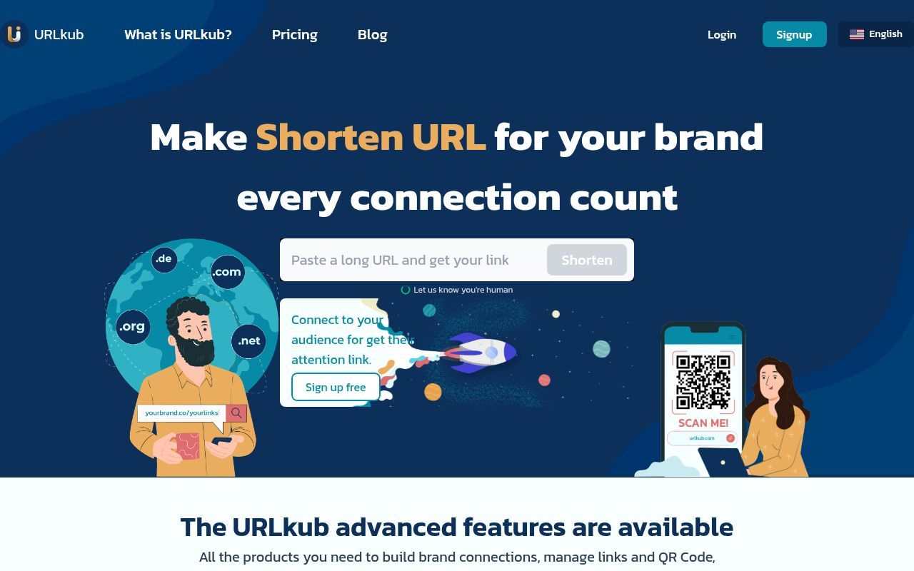 Homepage screenshot of urlkub.com
