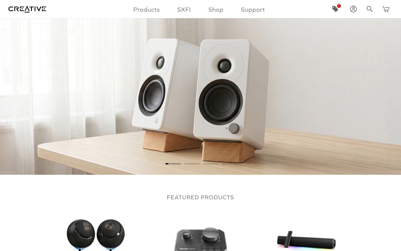 Homepage screenshot of us.creative.com