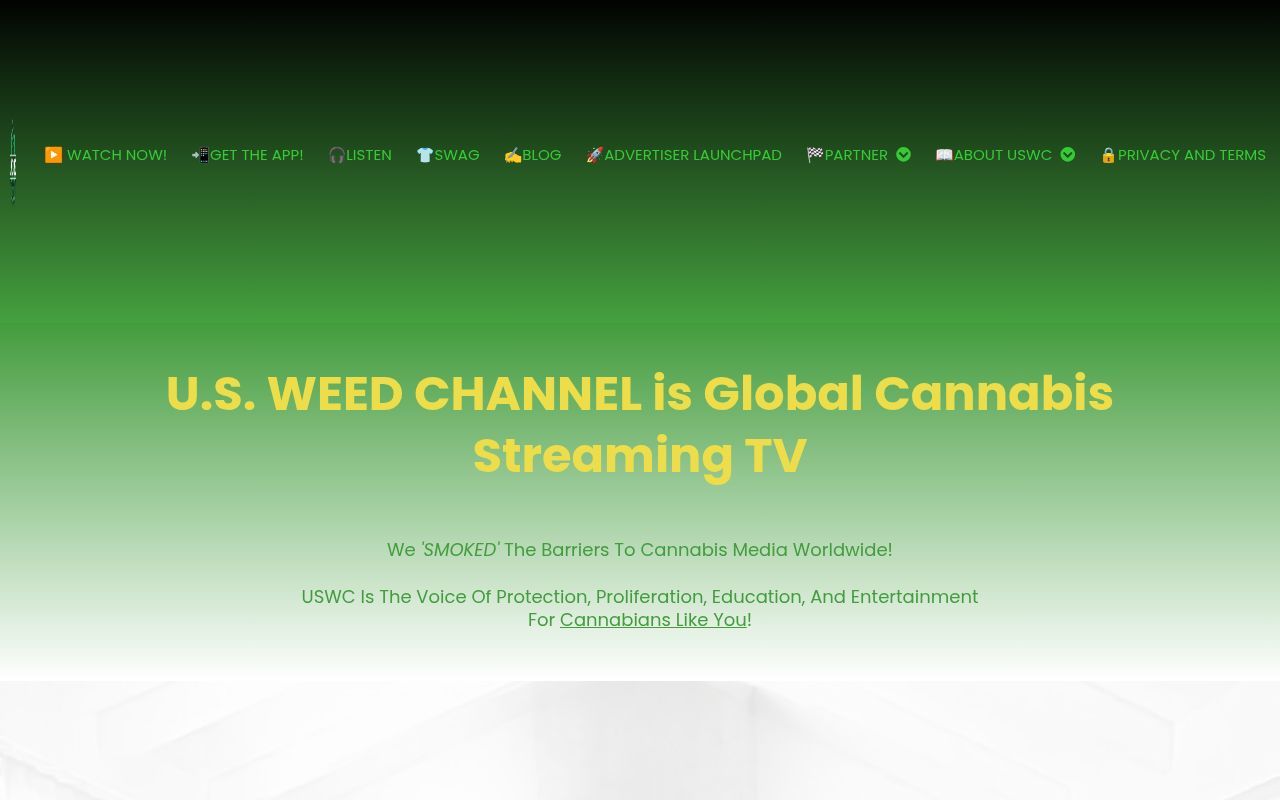 Homepage screenshot of usweedchannel.com