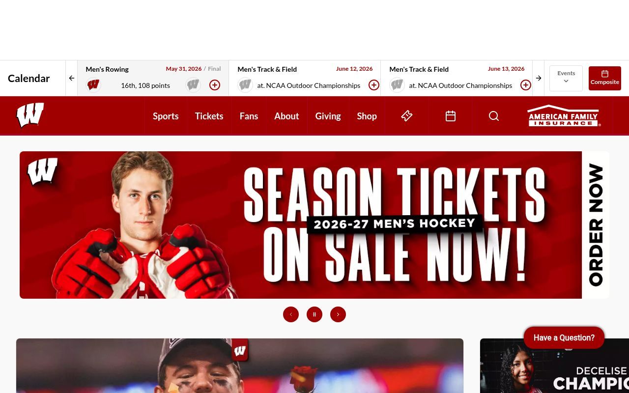 Homepage screenshot of uwbadgers.com