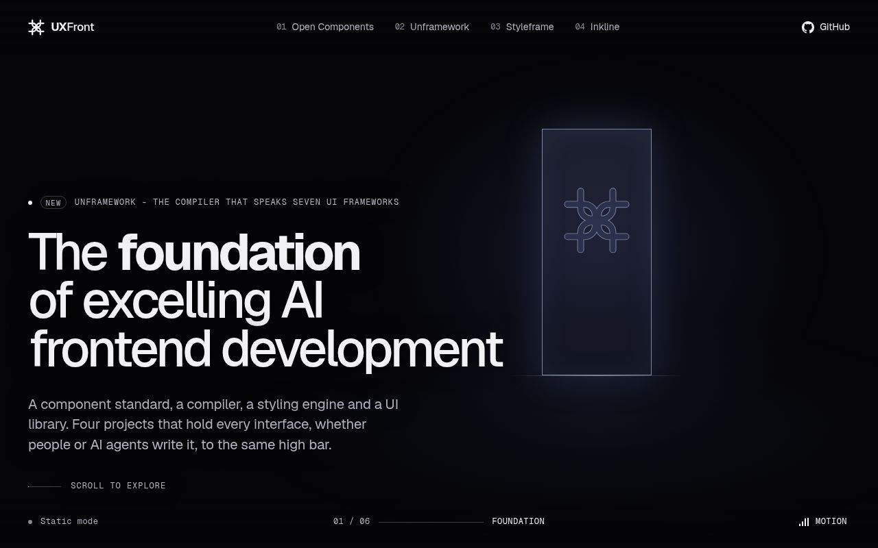 Homepage screenshot of uxfront.com