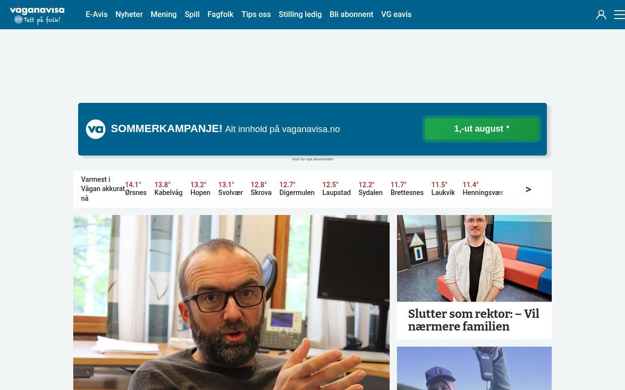 Homepage screenshot of vaganavisa.no