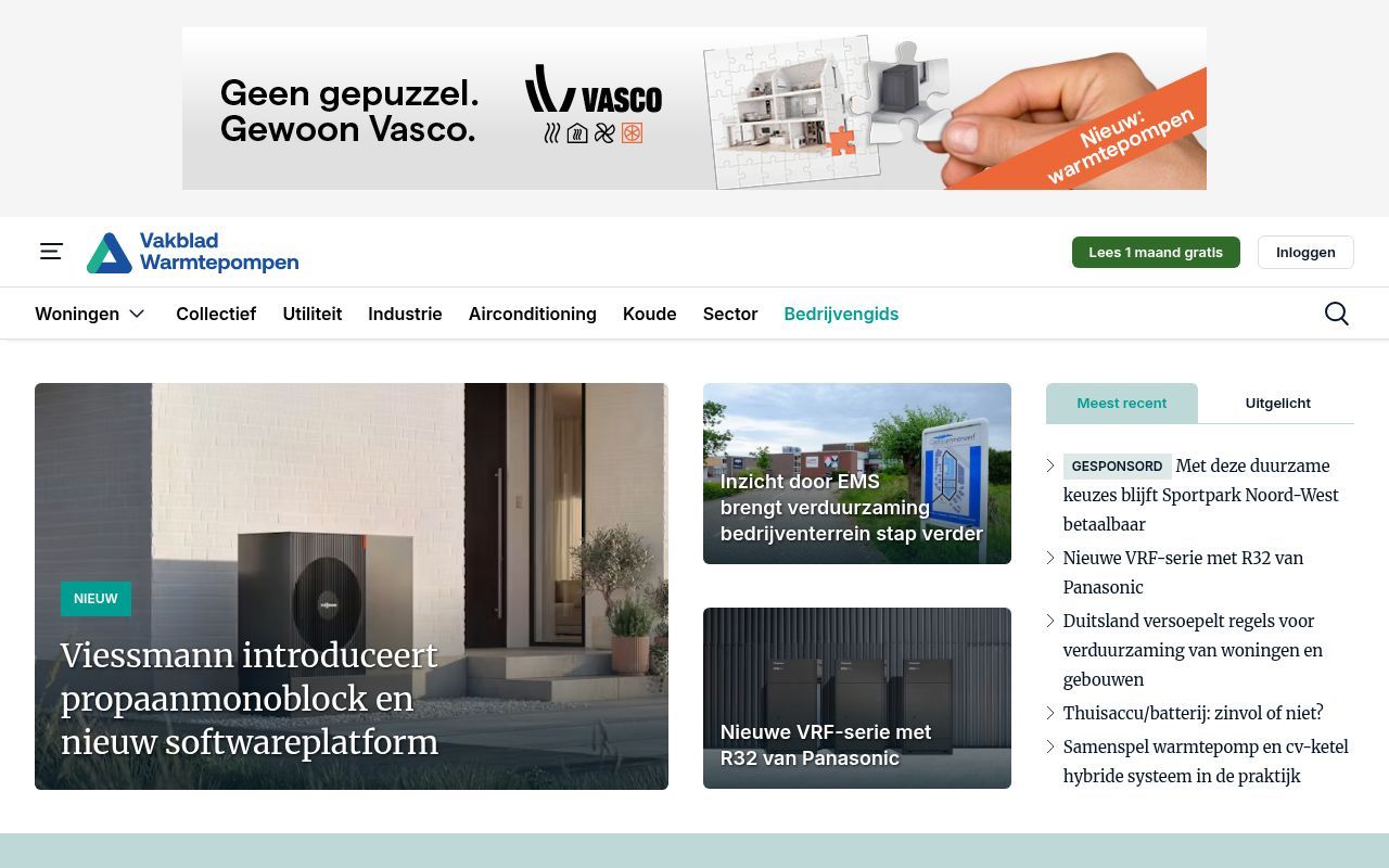 Homepage screenshot of vakbladwarmtepompen.nl