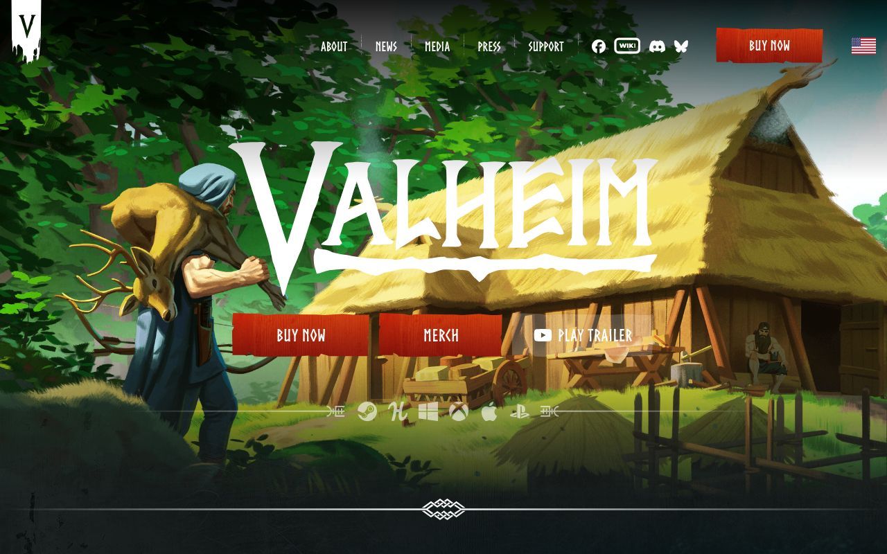 Homepage screenshot of valheimgame.com