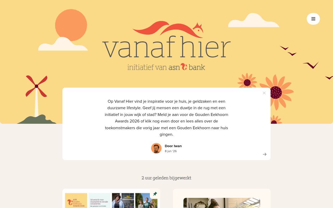 Homepage screenshot of vanafhier.nl