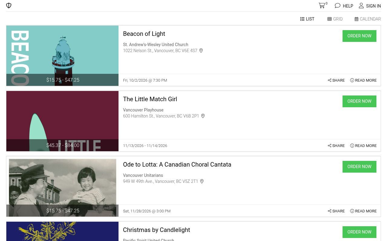 Homepage screenshot of vancouverchamberchoir.vbotickets.com