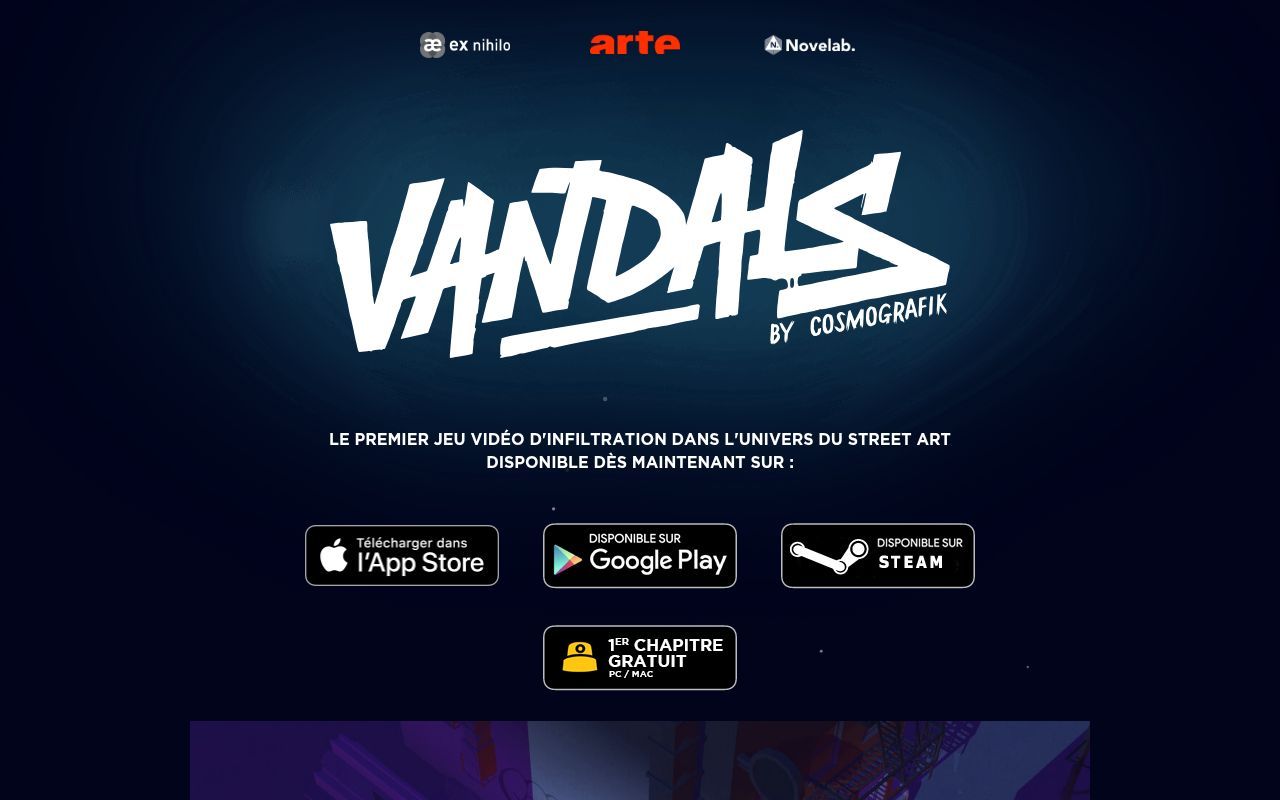 Homepage screenshot of vandals.arte.tv