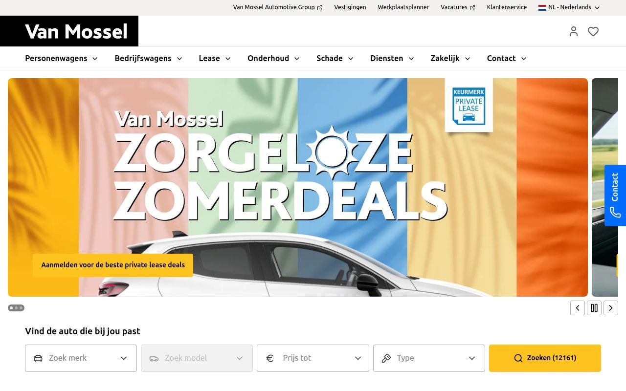 Homepage screenshot of vanmossel.nl